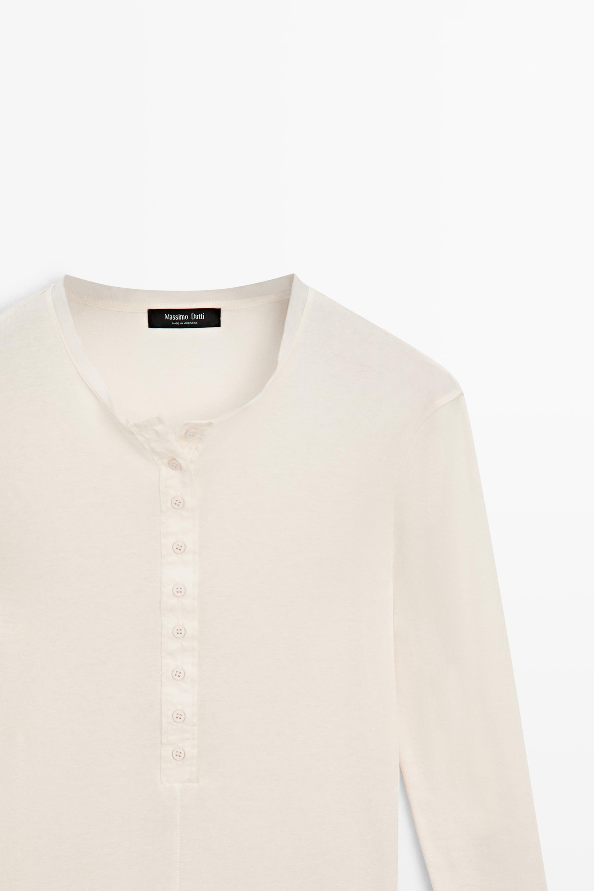 Button-up cotton T-shirt